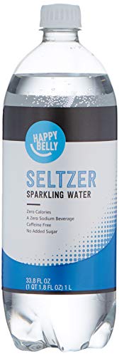 Amazon Brand Happy Belly Seltzer Sparkling Water, 33.8 fl oz