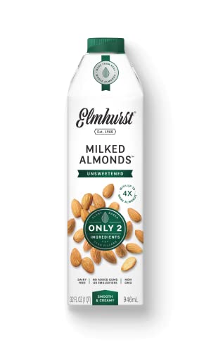 Elmhurst 1925 Unsweetened Almond Milk, 32 oz (Pack of 6)