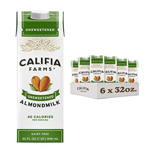 Califia Farms Unsweetened Almond Milk, 32 Oz, 6 Pack