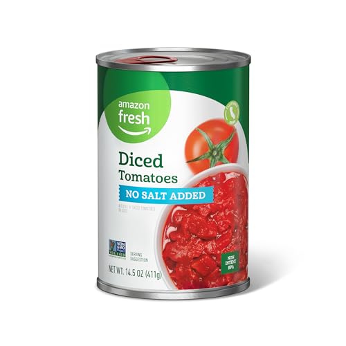 Amazon Fresh Diced Tomatoes, No Salt Added, 14.5 Oz