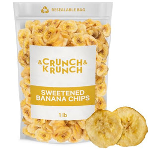 Sweetened Banana Chips, Organic Healthy Snack (1 Pound)