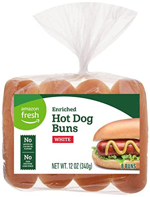 Amazon Fresh White Hot Dog Buns, 12 oz