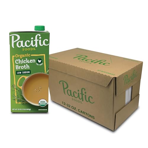 Pacific Foods Low Sodium Organic Chicken Broth, 32 oz (12 Pack)