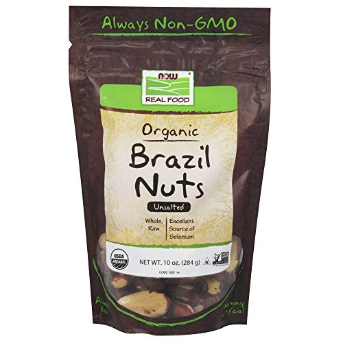 NOW Foods Organic Brazil Nuts, Whole, Raw, Unsalted, 10 oz