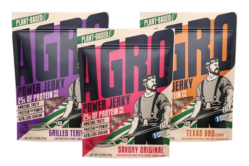 AGRO Power Meatless & Vegan Jerky, 3 Pack, Assorted