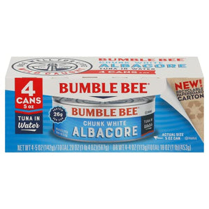 Bumble Bee Chunk White Albacore Tuna in Water, Pack of 4