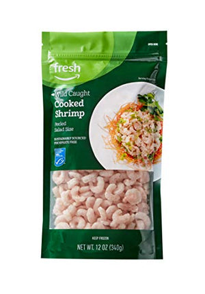 Amazon Fresh Wild Caught Cooked Salad Size Shrimp, 12 Oz