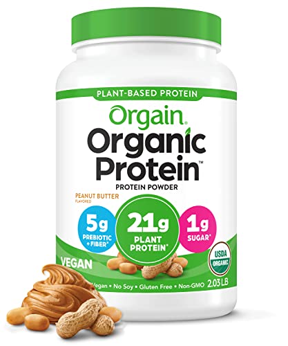 Orgain Organic Vegan Protein Powder, Peanut Butter, 2.03 Pound