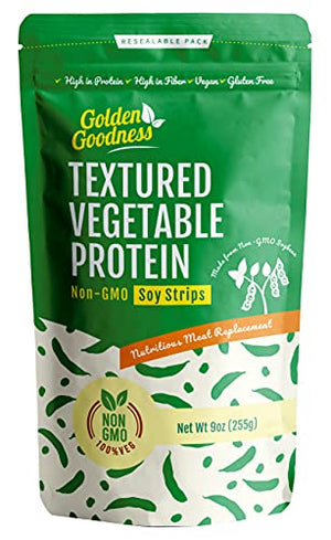 Golden Goodness Textured Vegetable Protein Soy Strips, 9 Oz. Bag