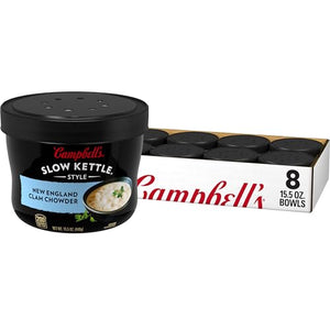 Campbell's Slow Kettle New England Clam Chowder, 15.5 oz, 8 Pack