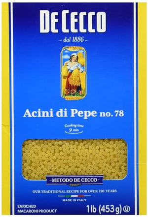 Acini Di Pepe Semolina Pasta No.78, 1 Pound