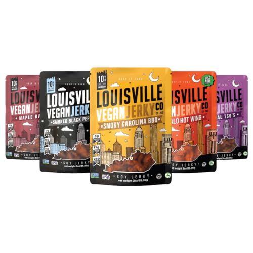 Louisville Vegan Jerky Variety Pack, 3 oz (5 Pack)