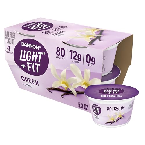 Dannon Light + Fit Greek Vanilla Fat Free Yogurt, 4 Ct