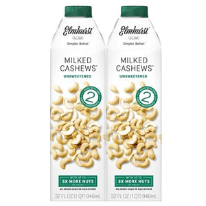 Elmhurst Unsweetened Cashew Milk, 32 oz - Pack of 2