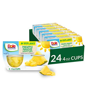 Dole Pineapple Tidbits in 100% Juice, 4oz (24 Cups)