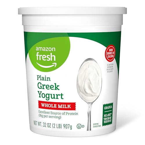 Amazon Fresh Greek Whole Milk Plain Yogurt, 32 Oz