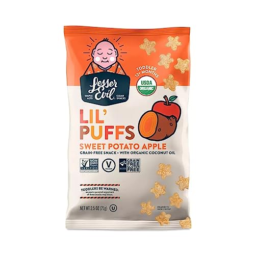 LesserEvil Organic Sweet Potato Apple Lil' Puffs, 2.5 oz