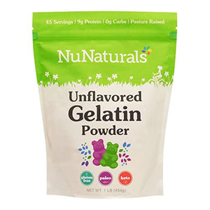 NuNaturals Unflavored Beef Gelatin Powder, 1 lb