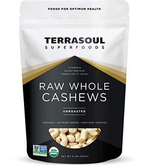 Terrasoul Superfoods Organic Raw Cashews, 2 Lbs