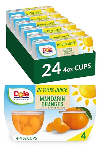 Dole Fruit Bowls Mandarin Oranges in 100% Juice, 4oz (24 Cups)