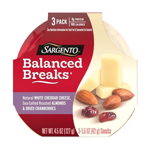 Sargento Balanced Breaks, White Cheddar, Almonds, Cranberries, 3-Pack