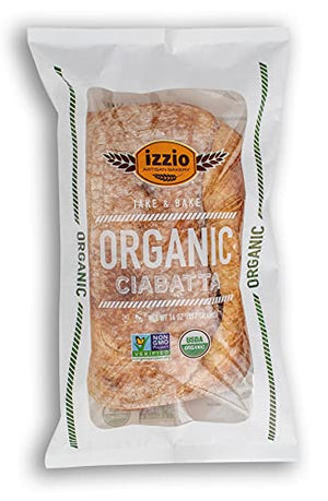 Izzio Organic Take & Bake Ciabatta Bread, 3 Packs