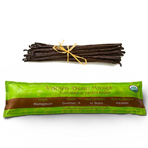 10 Organic Madagascar Vanilla Beans Grade A