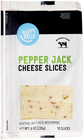 Amazon Brand - Happy Belly Sliced Pepper Jack Cheese, 8 oz