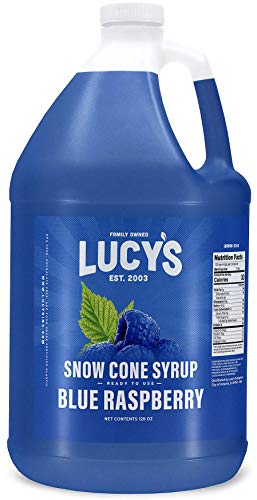 Lucy's Shaved Ice Snow Cone Syrup, Blue Raspberry, 1 Gallon