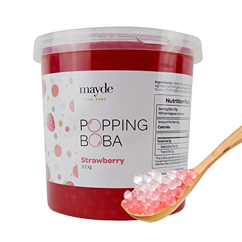 Mayde Popping Boba Pearls, Strawberry, 7 Pounds