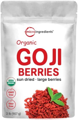 Organic Goji Berries 32 Ounce, Large Whole Sun-Dried Berries