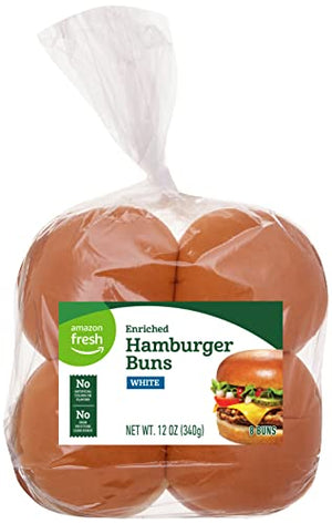 Amazon Fresh White Hamburger Buns, 12 Oz