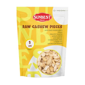 Sunbest Natural Raw Cashew Pieces, 80 oz (5 lbs)