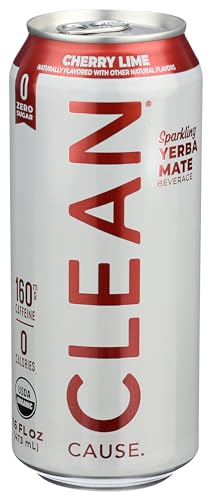 Clean Cause Organic Sparkling Cherry Lime Yerba Mate, 16 Fl Oz