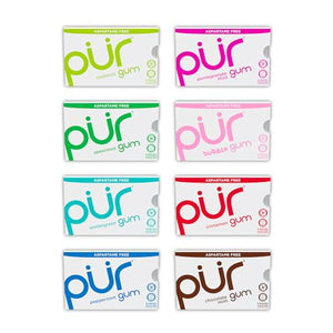 PUR Gum, Aspartame Free, Variety Pack, 9 Pieces (Pack of 8)