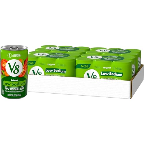 V8 Low Sodium Original Vegetable Juice, 5.5 oz (Pack of 24)