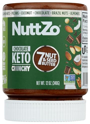 NuttZo Coconut Almond Dark Chocolate Keto Nut Butter, 12oz Jar