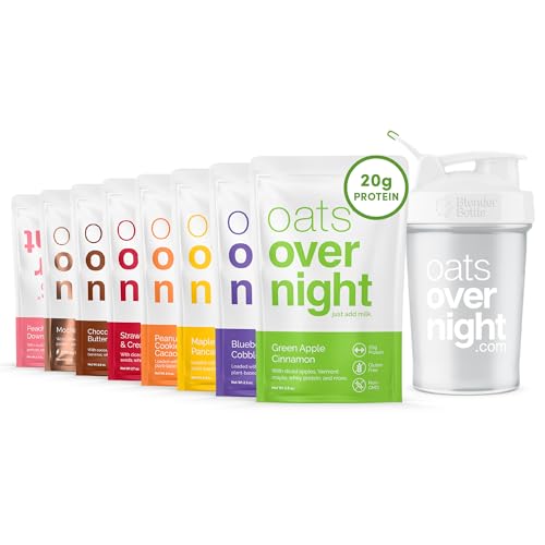 Oats Overnight Party Variety Pack, 8 Pack + BlenderBottle