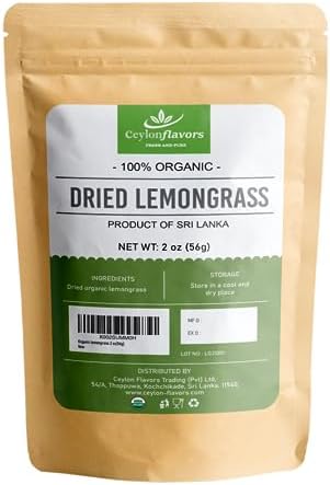 Ceylonflavors Organic Dried Lemon Grass Cut, 2 oz