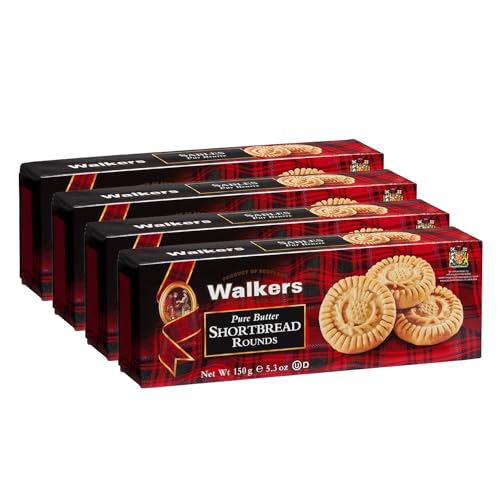 Walker's Shortbread Rounds, Pure Butter Cookies, 5.3 Oz, Pack of 4