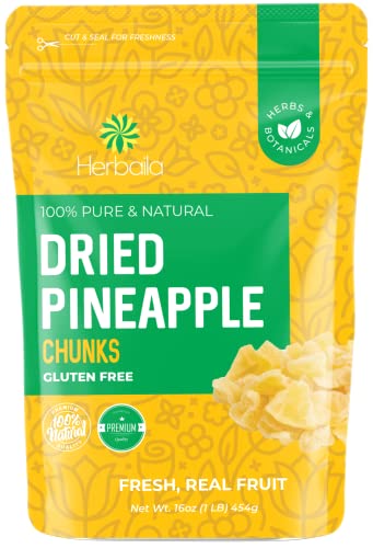 Dried Pineapple Chunks, 1 Pound. All Natural, Non-GMO, Lightly Sweetened