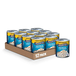 Progresso New England Clam Chowder, Gluten Free, 18.5 oz (12 Pack)