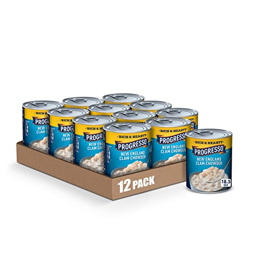 Progresso New England Clam Chowder, Gluten Free, 18.5 oz (12 Pack)