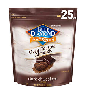 Blue Diamond Dark Chocolate Almonds, 25 Oz Resealable Bag