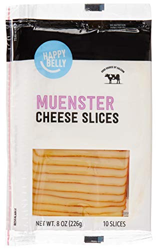 Amazon Brand - Happy Belly Sliced Muenster Cheese, 10 Slices, 8 Oz