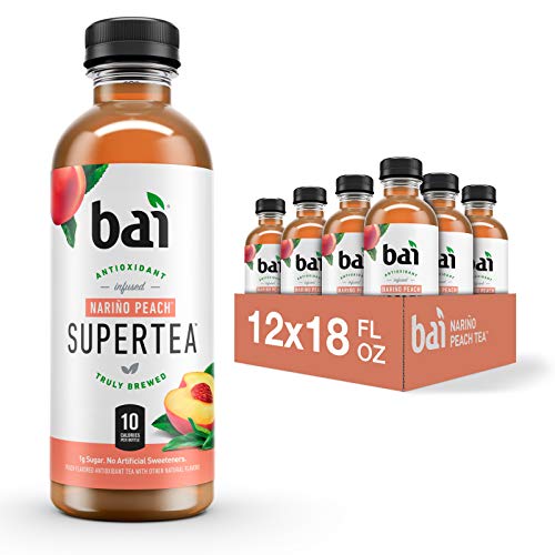 Bai Iced Tea, Narino Peach, 18oz Bottles, 12 count