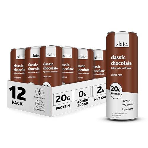 Slate Milk High Protein Shake, Classic Chocolate, 11 oz (12-Pack)