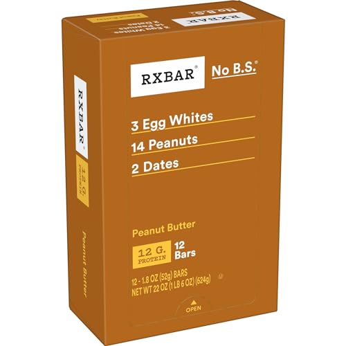 RXBAR Peanut Butter Protein Bars, 12g Protein, 12 Bars