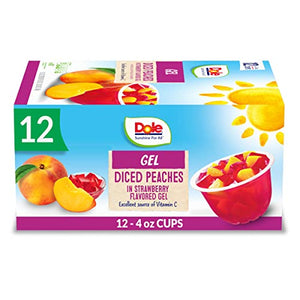 Dole Fruit Bowls Peaches in Strawberry Gel, 4.3oz (12 Cups)