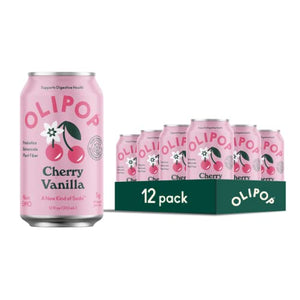 Olipop Cherry Vanilla Prebiotic Soda, 12 oz (12 Cans)